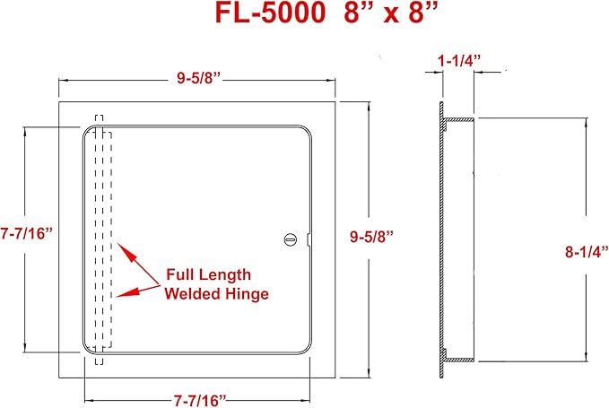 Premier 5000 Series Commercial Grade Steel Access Door, 8 x 8 Flush Universal