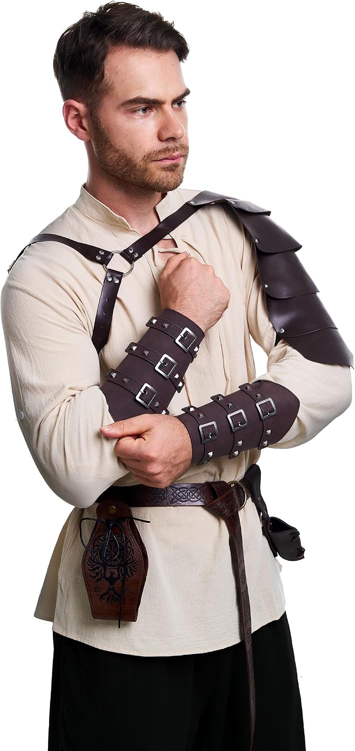 8 Pcs Men's Renaissance Costume Halloween Medieval Pirate Shirt Pant Viki...