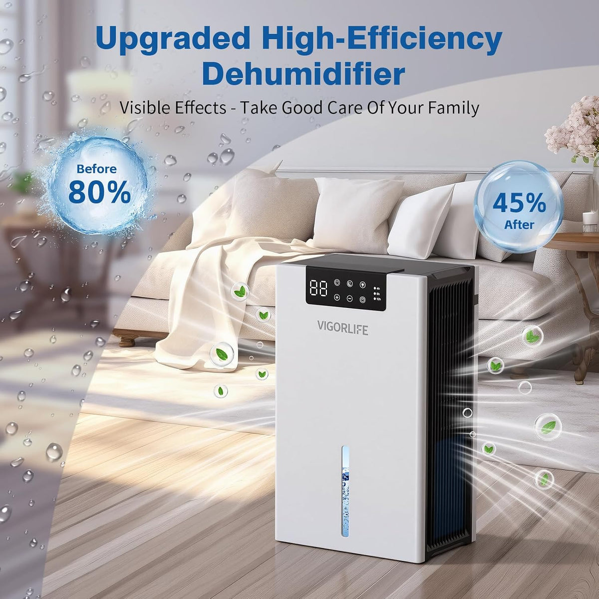 Dehumidifier, 1000sq.ft Dehumidifiers with 98oz Water Tank for Home Bedroom