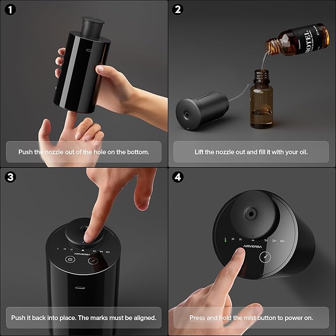Airversa Waterless Diffuser for Essential Oil, Car Diffsuer, Battery Operated