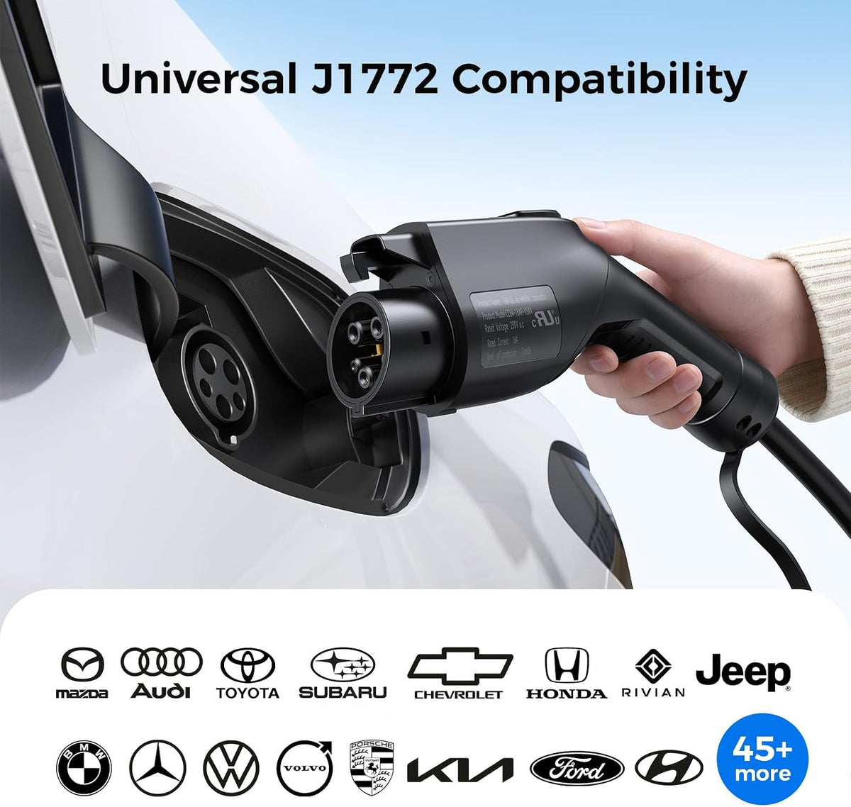 Level 1&2 EV Charger, 16A Adjustable Current & Timer, 21FT Cable, For...