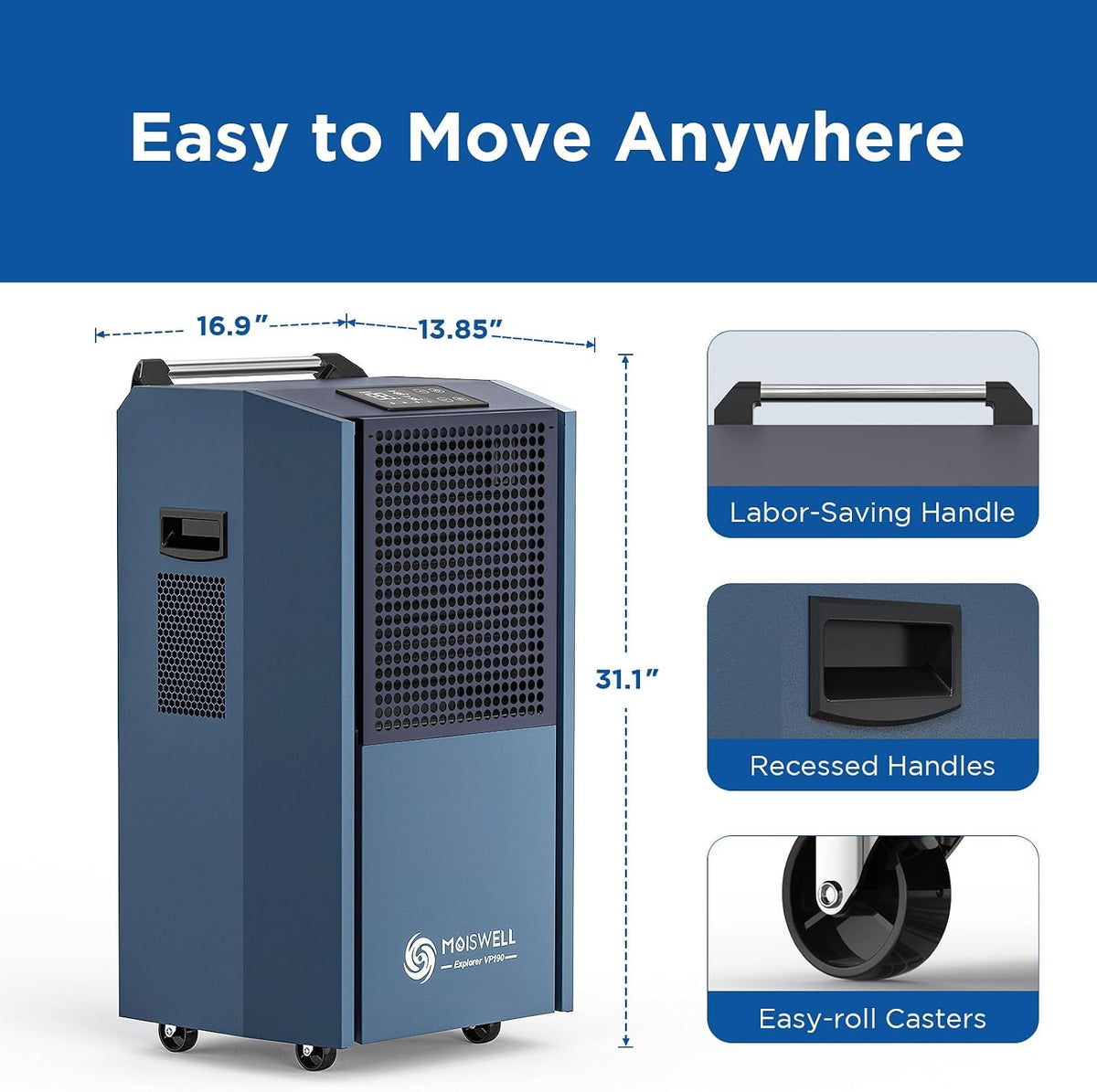 190 Pints Commercial Dehumidifier with Pump Heavy Duty for Basement | Timer