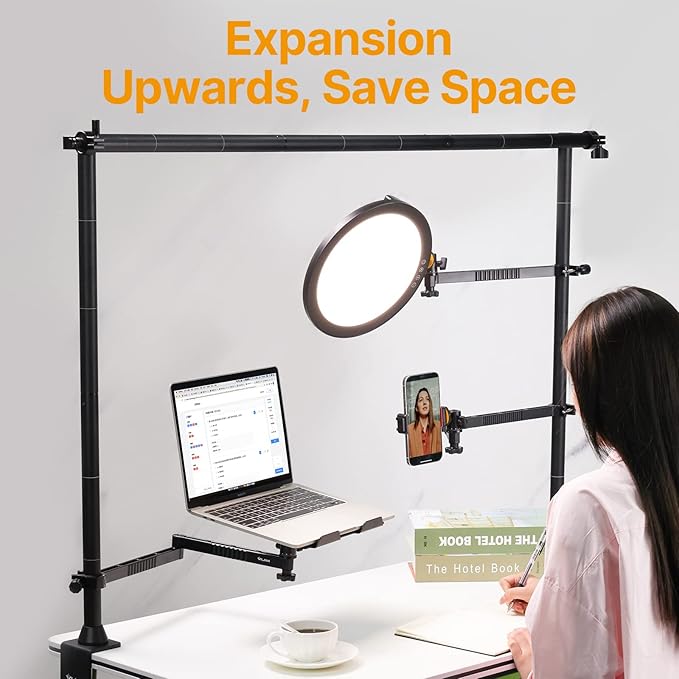 JUSMO LS15 Pro Camera Desk Mount, Aluminum Overhead Camera Mount Rig, Table