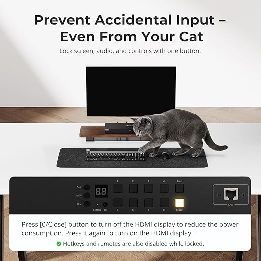 TESmart 8X1 HDMI KVM Switch 8 Port 4K@30Hz, USB2.0 Rackmount KVM (8 Pcs)
