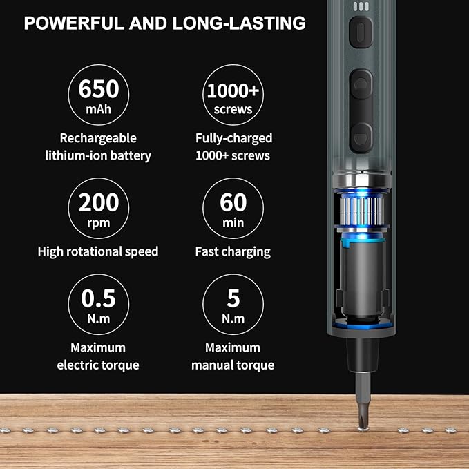 STREBITO Electric Screwdriver 155 in 1 Mini Electric Screwdriver Set, Max 5 N.m
