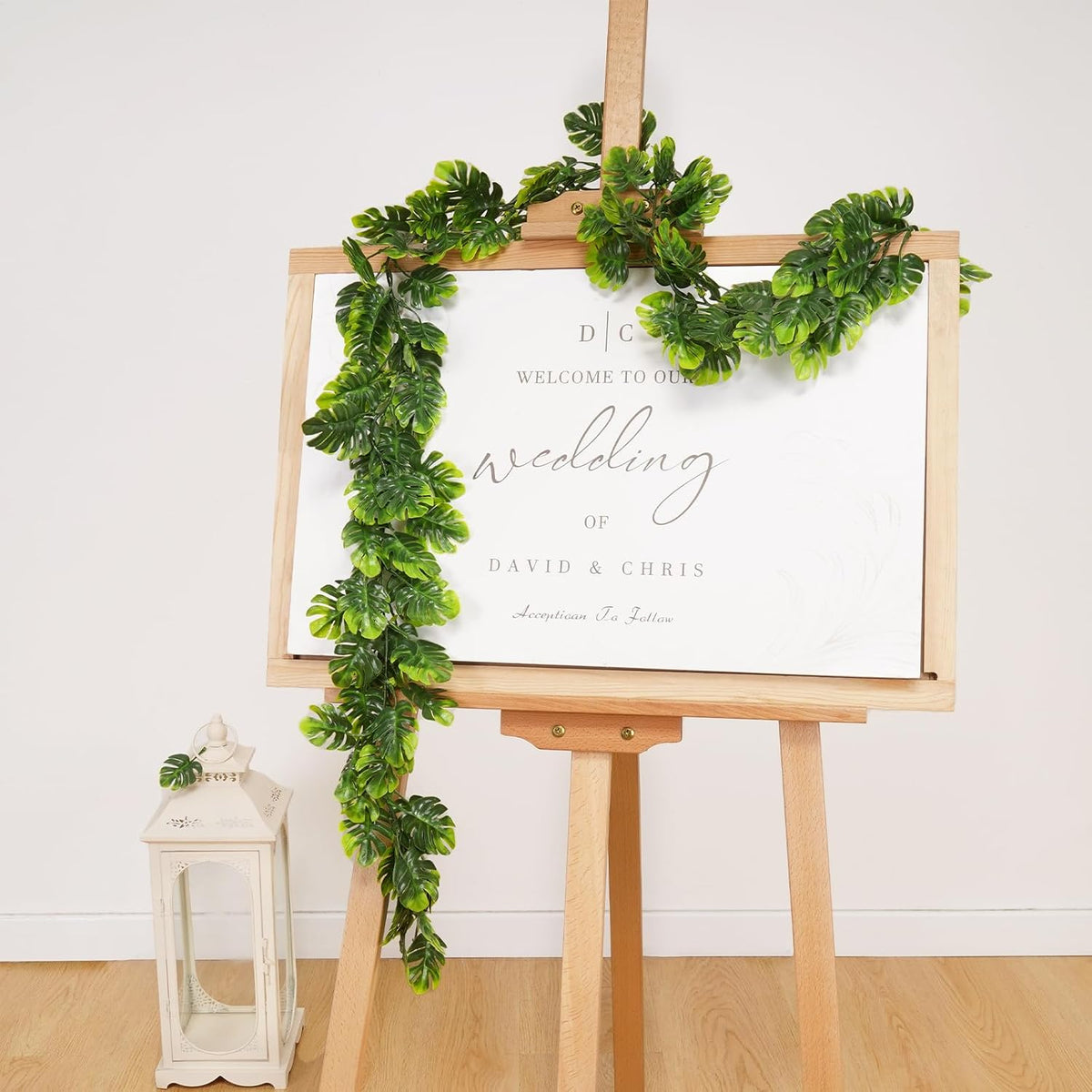 8Pcs Artificial Monstera Leaf Vines 5.6Ft Greenery Garland