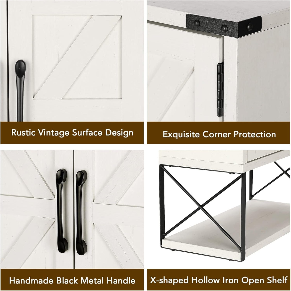 RUSTOWN Farmhouse Medicine Cabinet with 2 Barn Door, Bathroom Wall Cabinet