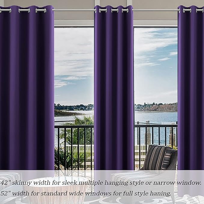 KOUFALL Purple Curtains 96 Inches Long