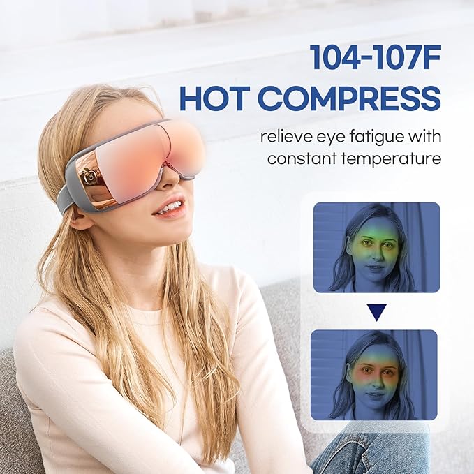 HubiCare Eye Massager with Heat, and Music Helps Relieve Strain, Dark Circles
