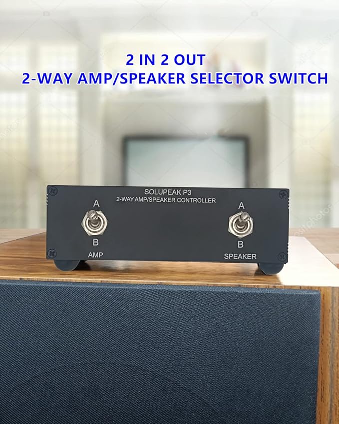 SOLUPEAK P3 2-Way AMP Amplifier to 2 Pair of Speakers Selector Switch Switcher