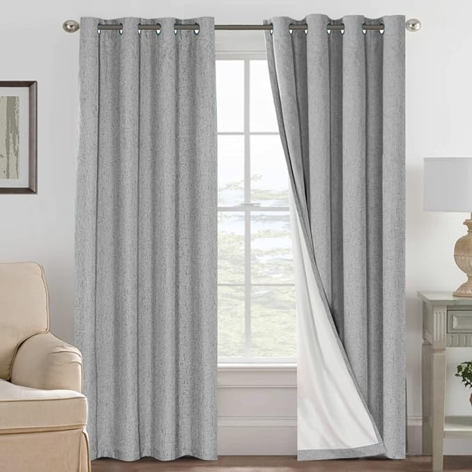 H.VERSAILTEX Linen Blackout Curtains 108 Inches Long 100% Blackout Thermal