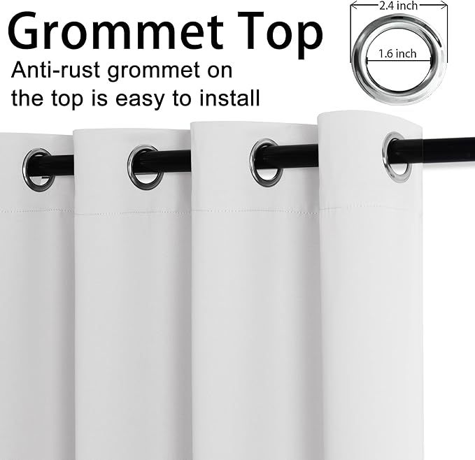 JIUZHEN Greyish White Blackout Curtains