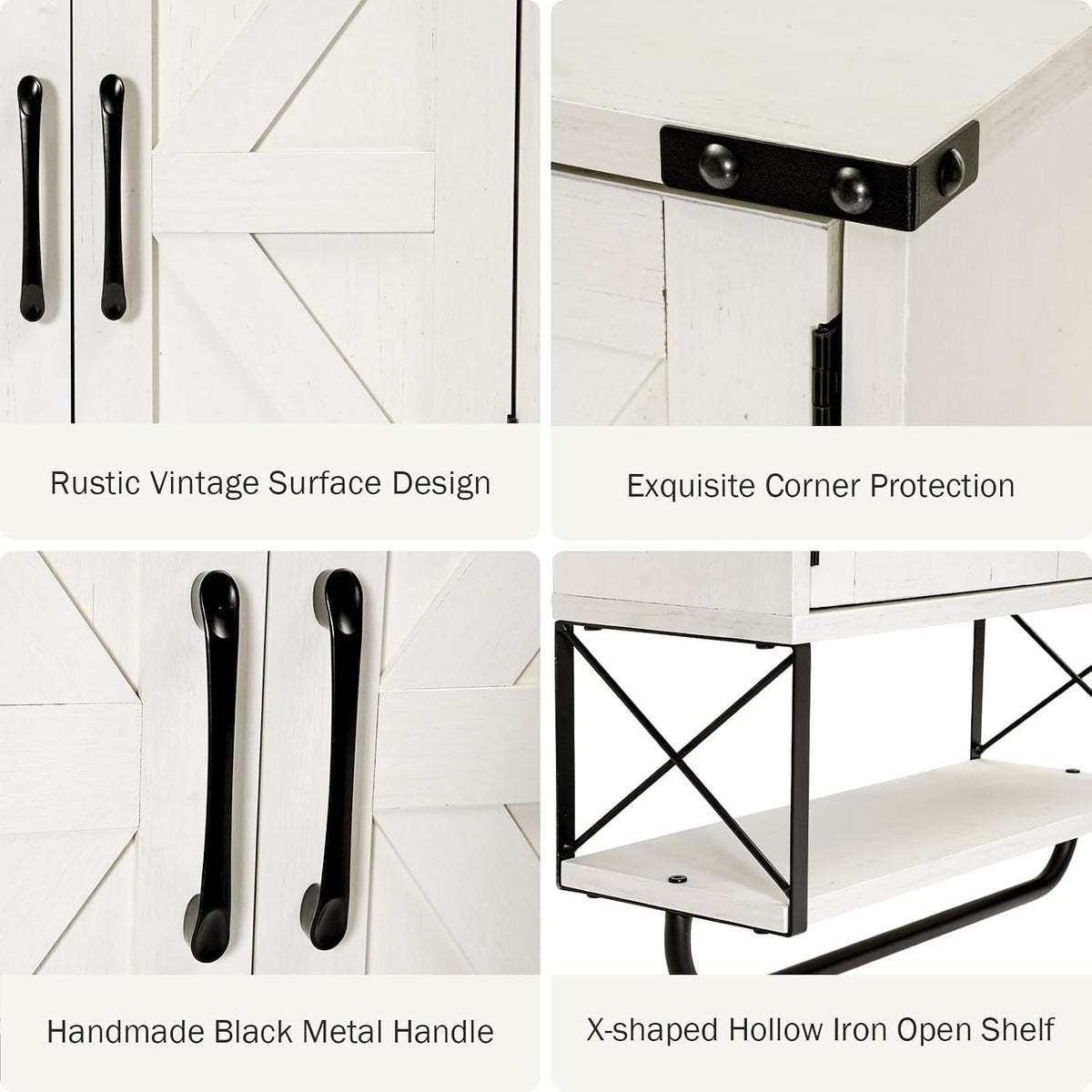 RUSTOWN Farmhouse Medicine Cabinet with 2 Barn Door & Towel Bar Rack