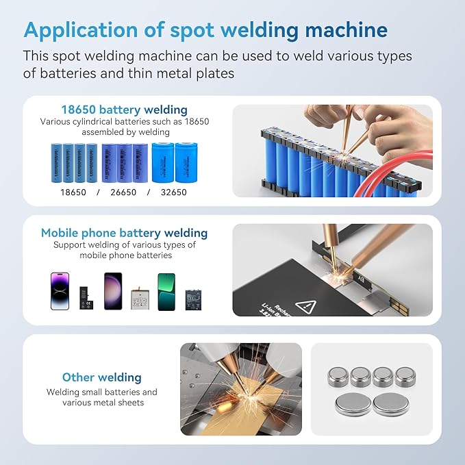 Battery Spot Welder, AWithZ 1.5" LCD Screen Recyclable 11000mAh Spot Welder