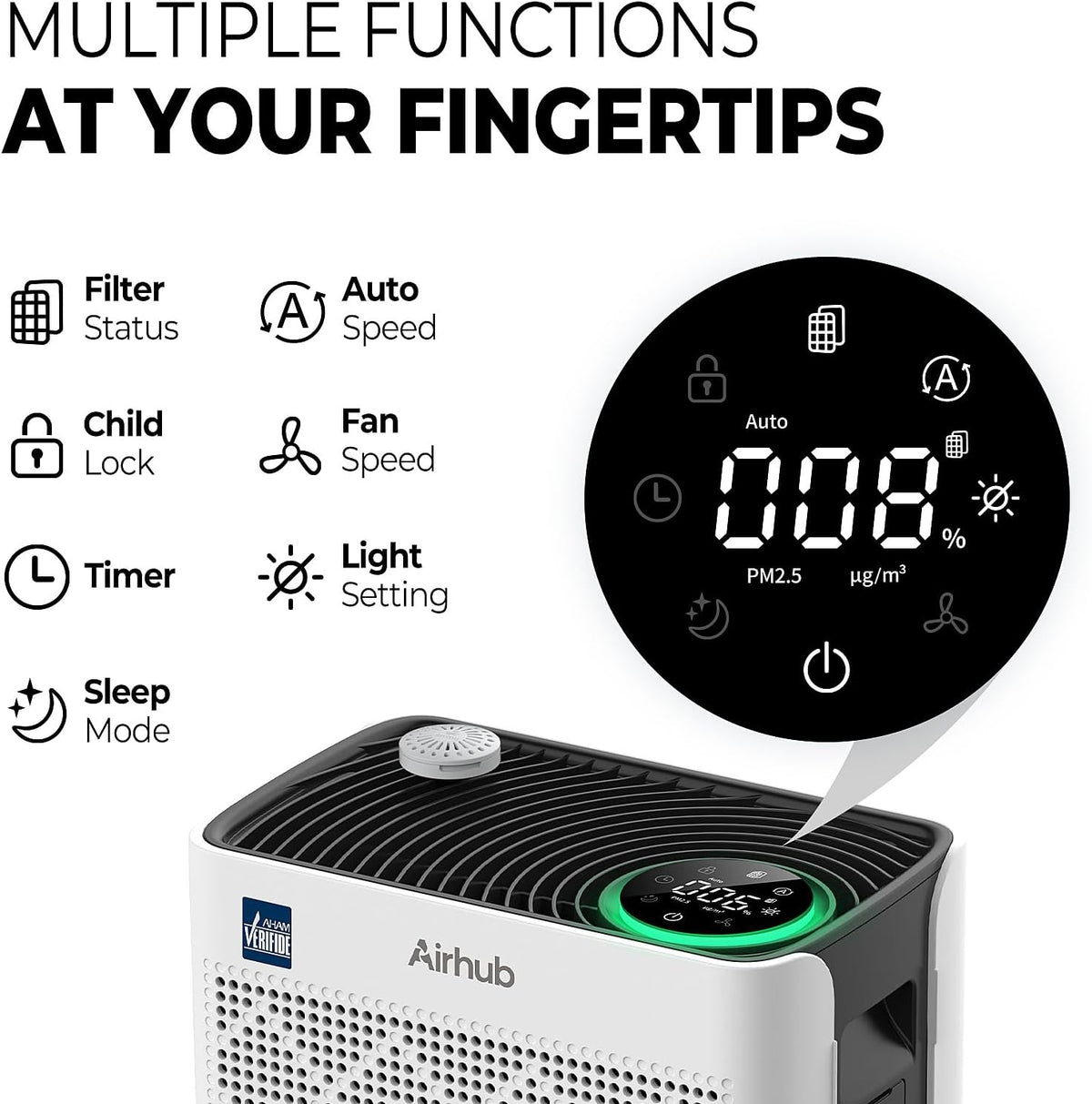 Air Purifiers for Home Bedroom Large Room Up to 1092 Ft² 1Hr AHAM Verified