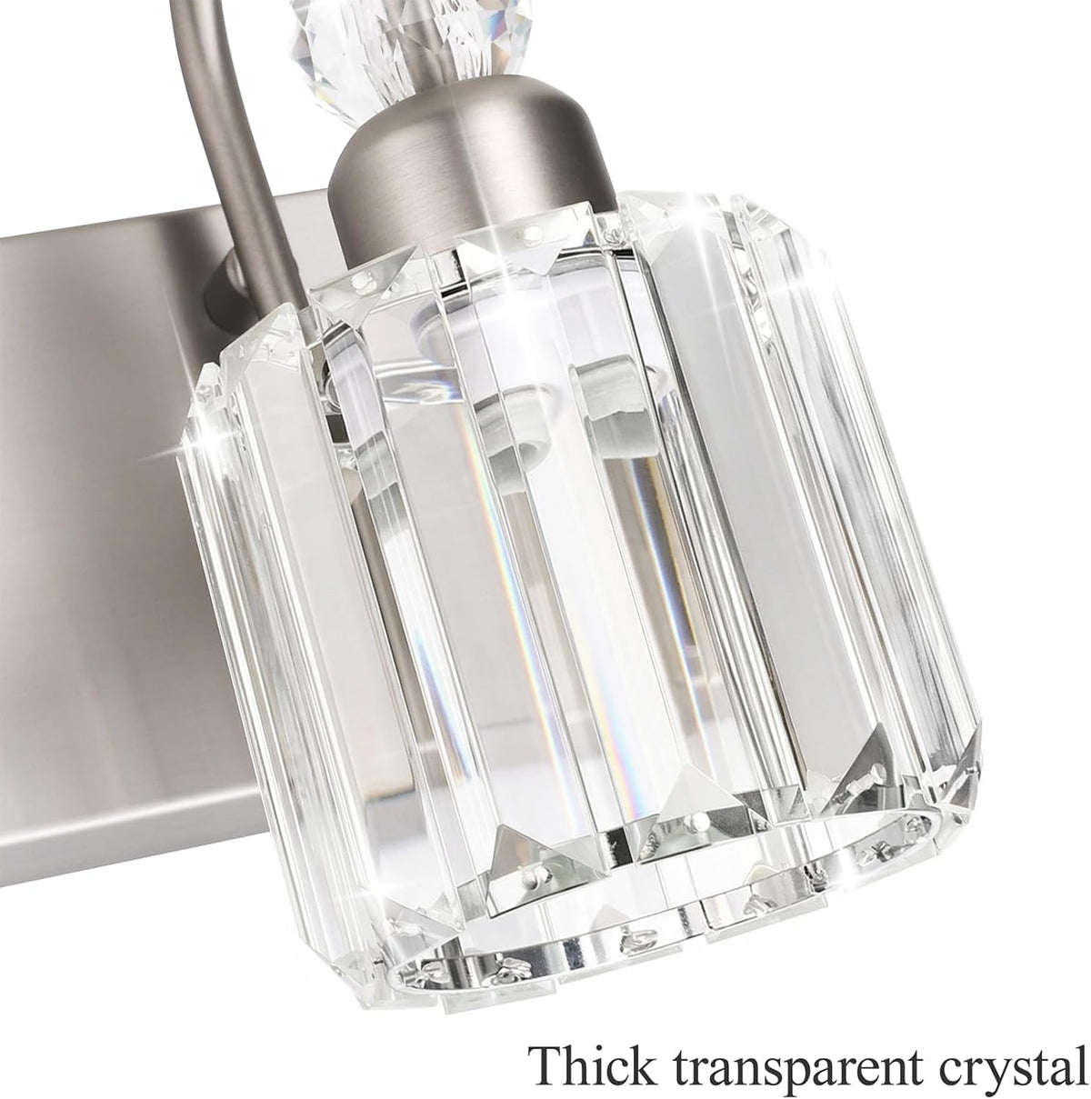 Ralbay Brushed Nickel Vanity Light for Bathroom Crystal 3-Light Modern Bathro...