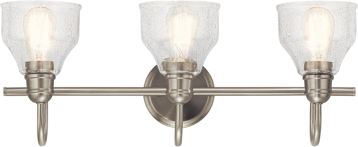 Kichler Avery 3-Light Farmhouse Vanity Light, Brushed Nickel