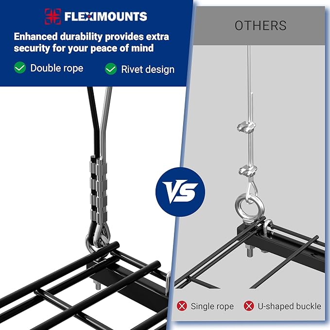 FLEXIMOUNTS GL1 Overhead Garage Lifting Storage Rack, 4x4 Ft Heavy-Duty Metal