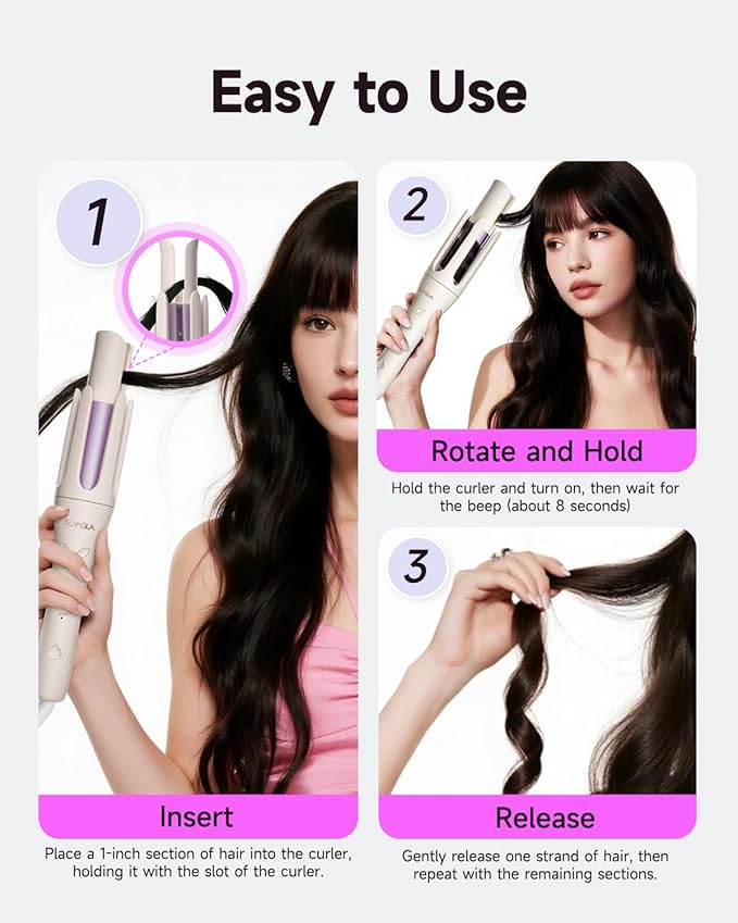 TSUYAGLA Automatic Hair Curler, 1 1/4 Inch Rotating Curling Iron