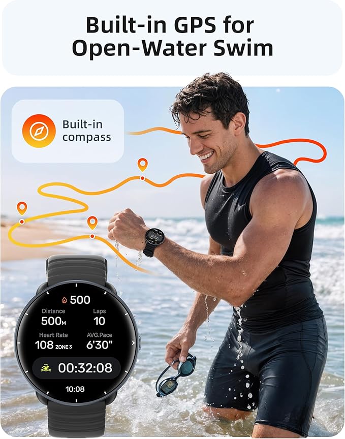 Parsonver Smart Watch for Swimming, 5ATM Waterproof Watch for Pool & Open...