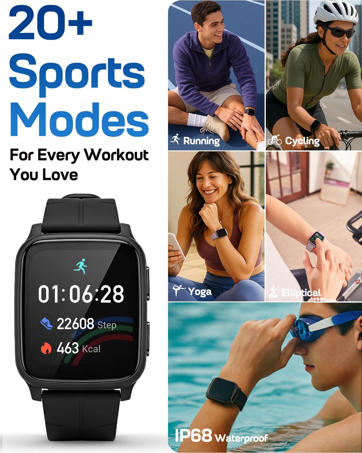 MorePro Fitness Tracker with 24/7 Heart Rate & Blood Pressure Monitor, Bl...