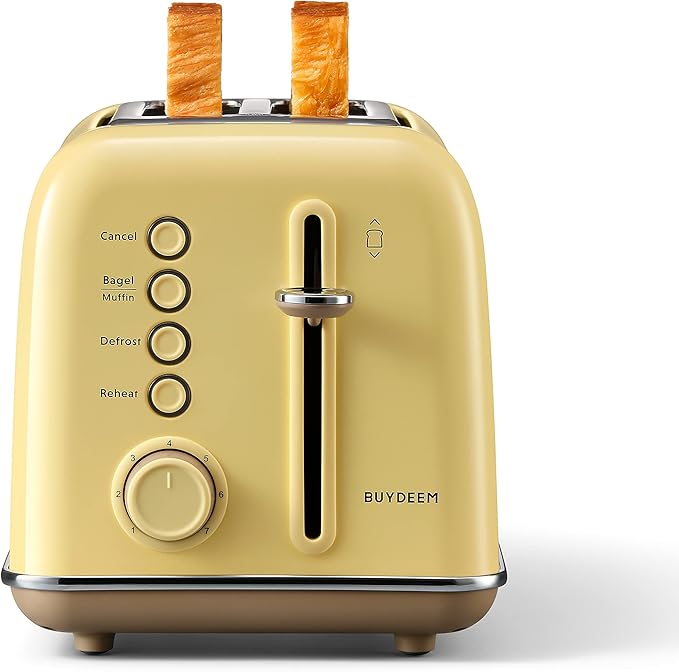 BUYDEEM DT620 2-Slice Toaster, Extra Wide Slots, Retro Stainless Steel