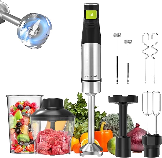 Consciot 7-in-1 Immersion Blender Handheld Max 1100W, Stick Emulsifier