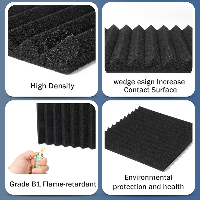 50 Pack Acoustic Foam Panels 1" X 12" X 12" Wedge Soundproof S...