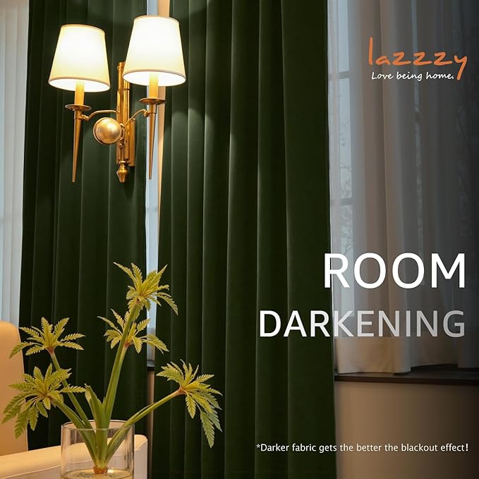 Lazzzy Velvet Blackout Curtains Thermal Insulated Room Window Drapes Super Soft