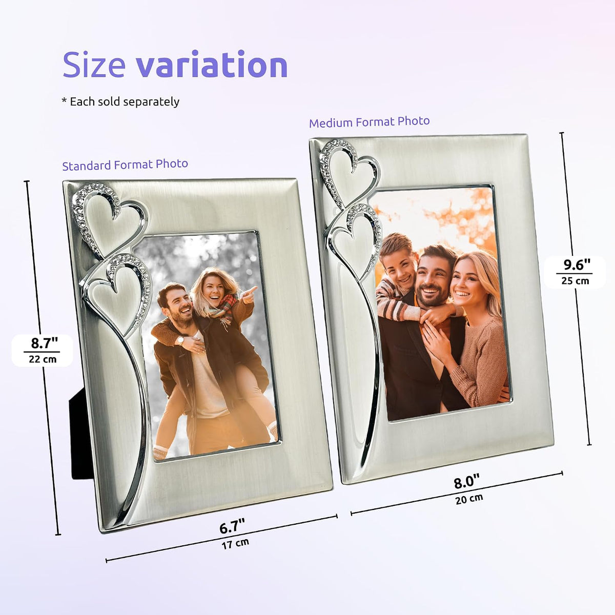 Silver Picture Frame 5x7 with Hearts – Thoughtful Gift Idea for Weddings, Eng...