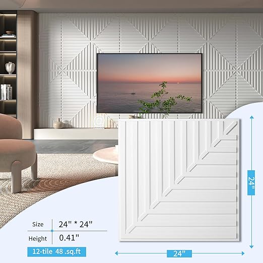 Art3d 12-Pack Drop Ceiling Tiles 2x2 FT, PVC 3D Textured Panels