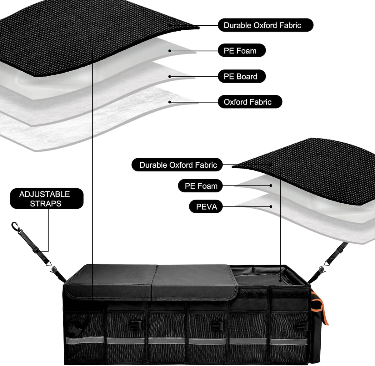 Car Trunk Organizer and Storage with Lid & Removable Leakproof Cooler Bag...