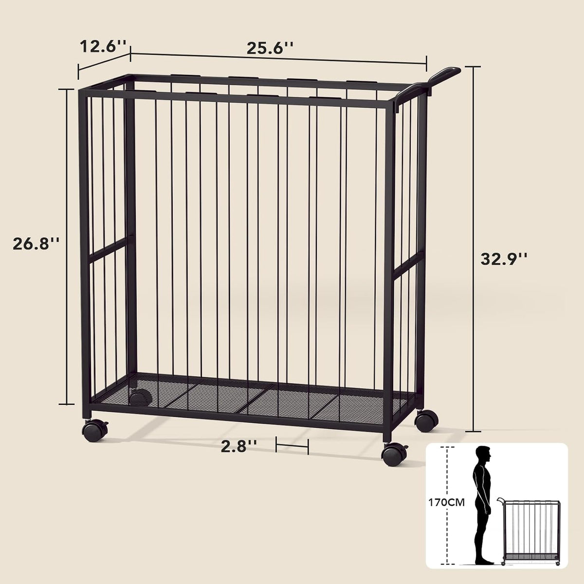 Ball Storage Bin Rolling Sports Ball Cart, Black