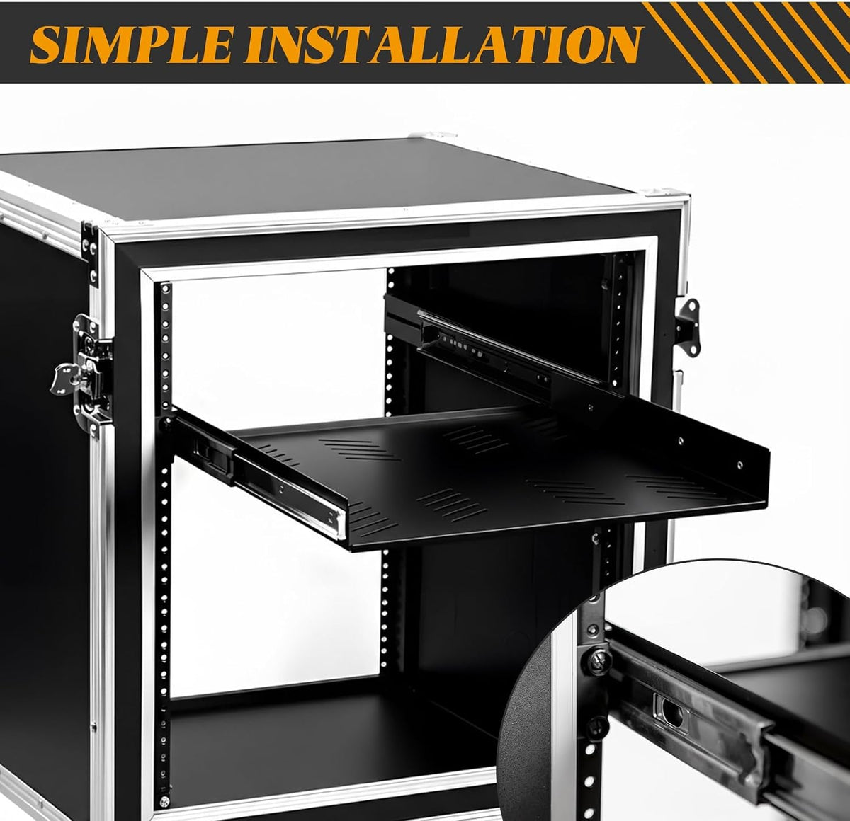 1 Pcs 1u Sliding Rack Shelf, Adjustable Mounting 15-29 Inch Depth