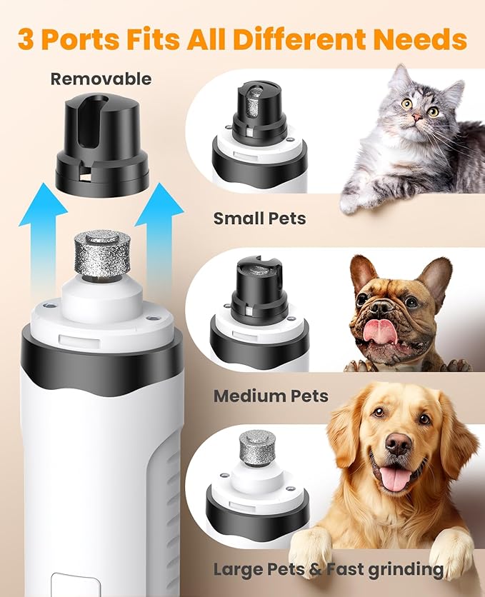 oneisall Dog Nail Grinder and Paw Trimmer Kit 3 in 1 Quiet Rechargeable