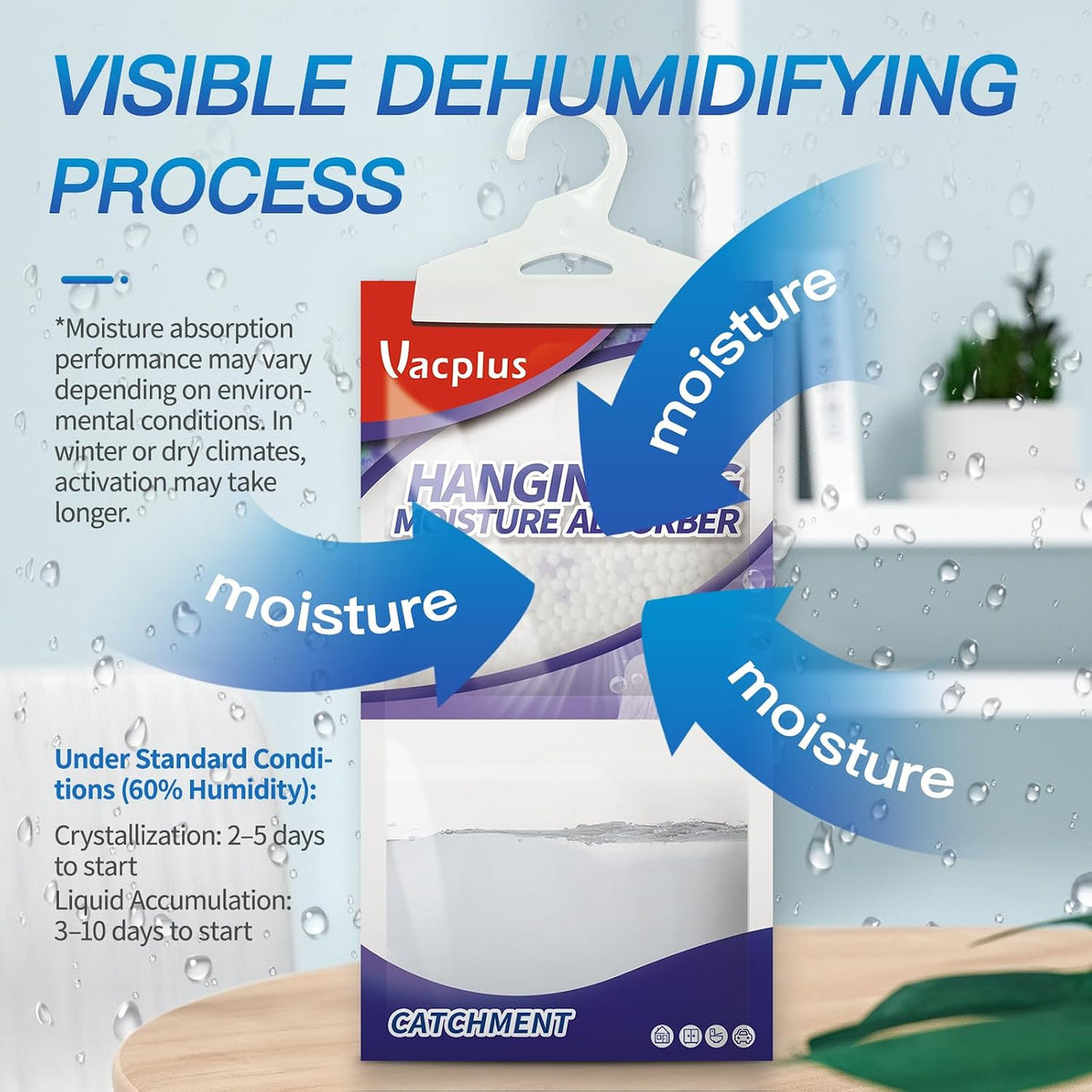 Vacplus Moisture Absorber, 9.8 OZ Hanging, Strong Absorption, Lavender