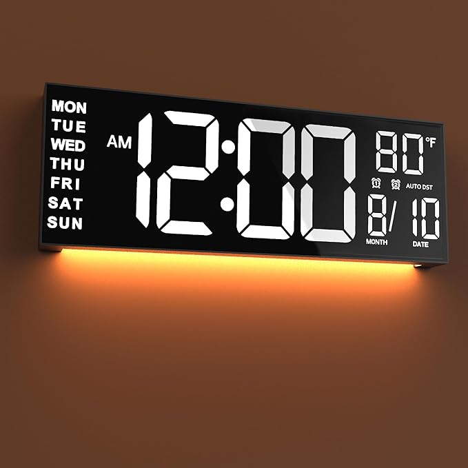 JALL 16" Large Digital Wall Mount Clock, Count Down Timer, Big LED, Temp...