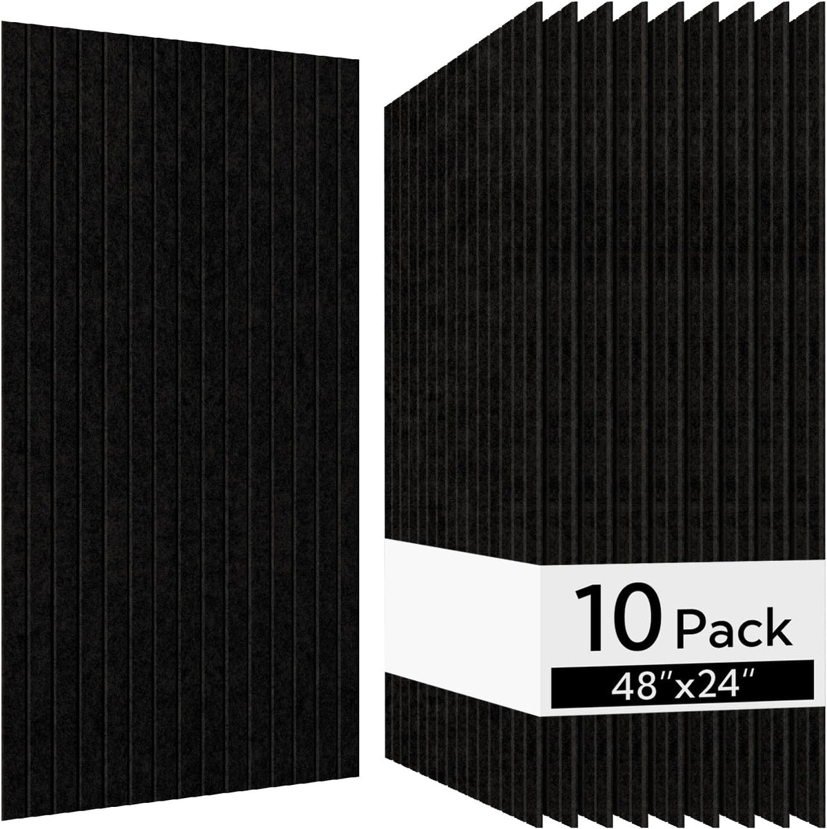 Olanglab Acoustic Wall Panels, 10 Pack, 48" x 24", Black