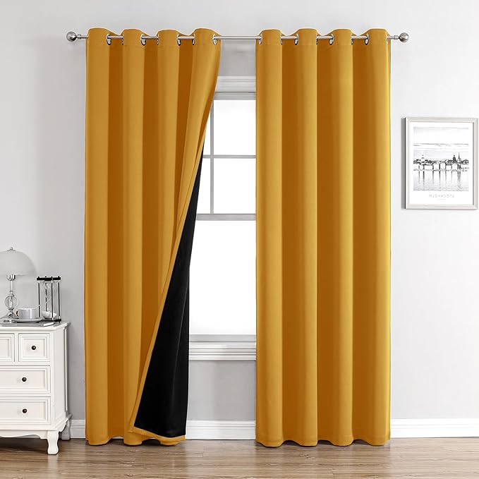 ChrisDowa 100% Blackout Curtains 102 inch Long
