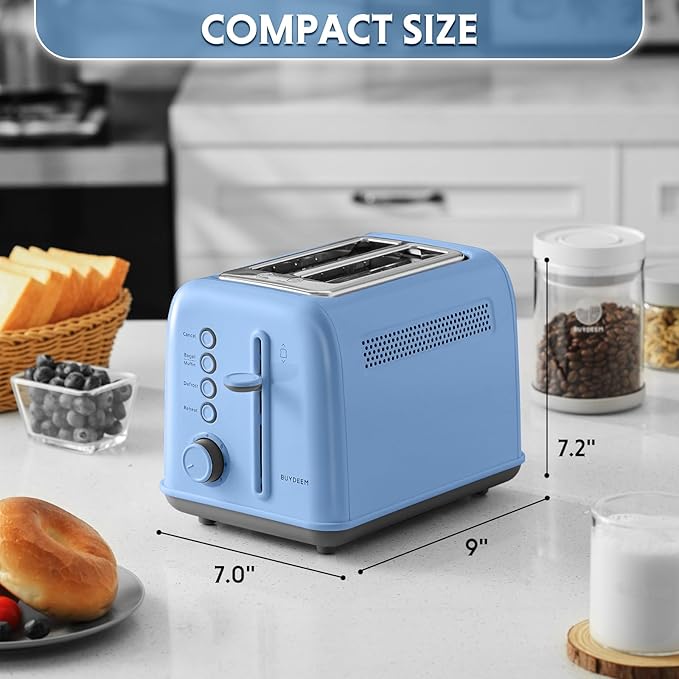 BUYDEEM DT620 2-Slice Toaster, Extra Wide Slots, Retro Stainless Steel