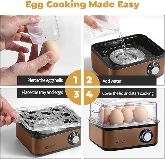 Annie & Mia Design Electric Egg Cooker, Stainless Steel 8 Egg Capacity egg