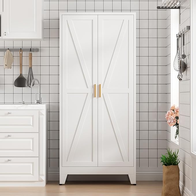 COFaR 5 Tier Metal Farmhouse Storage Cabinet