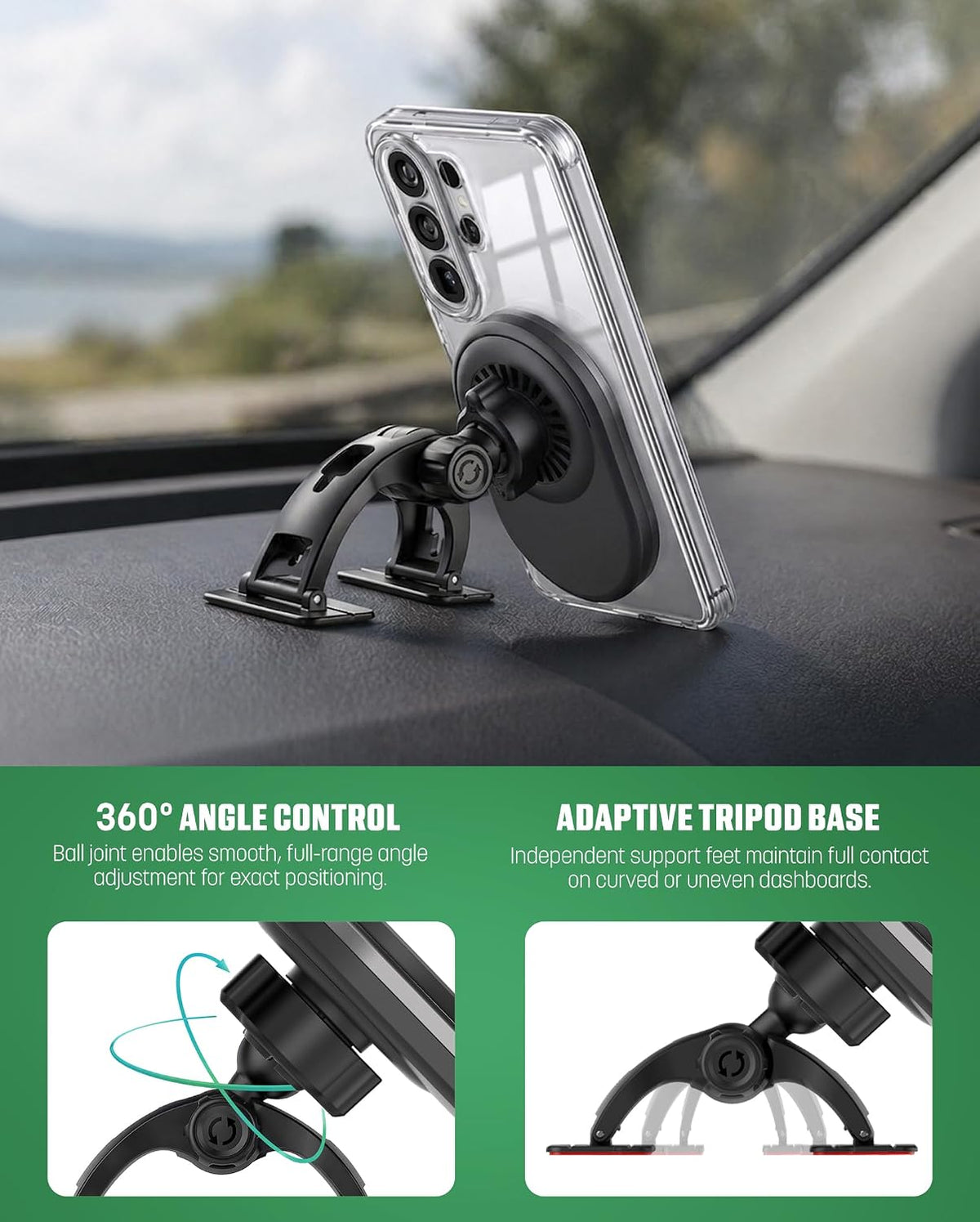 Galvanox Magnetic Wireless Car Charger Mount for Samsung Galaxy Phones, Qi2.2...
