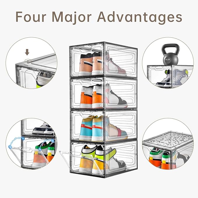 12 Pack Shoe Boxes Shoes Organizer, Shoe Storage Organizer Boxes
