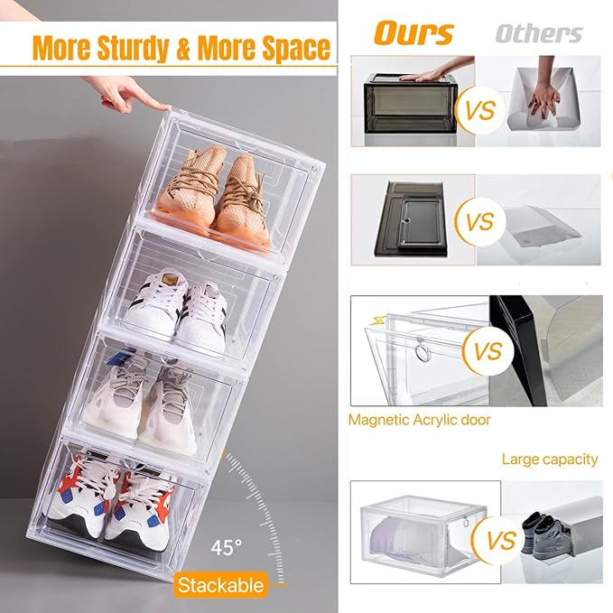 Attelite X-Large Clear Plastic Shoe Boxes (9Pack)