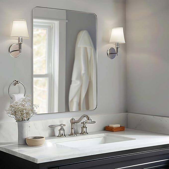 ANDY STAR 36"x48"Chrome Bathroom Mirror, Large Wall Mirror