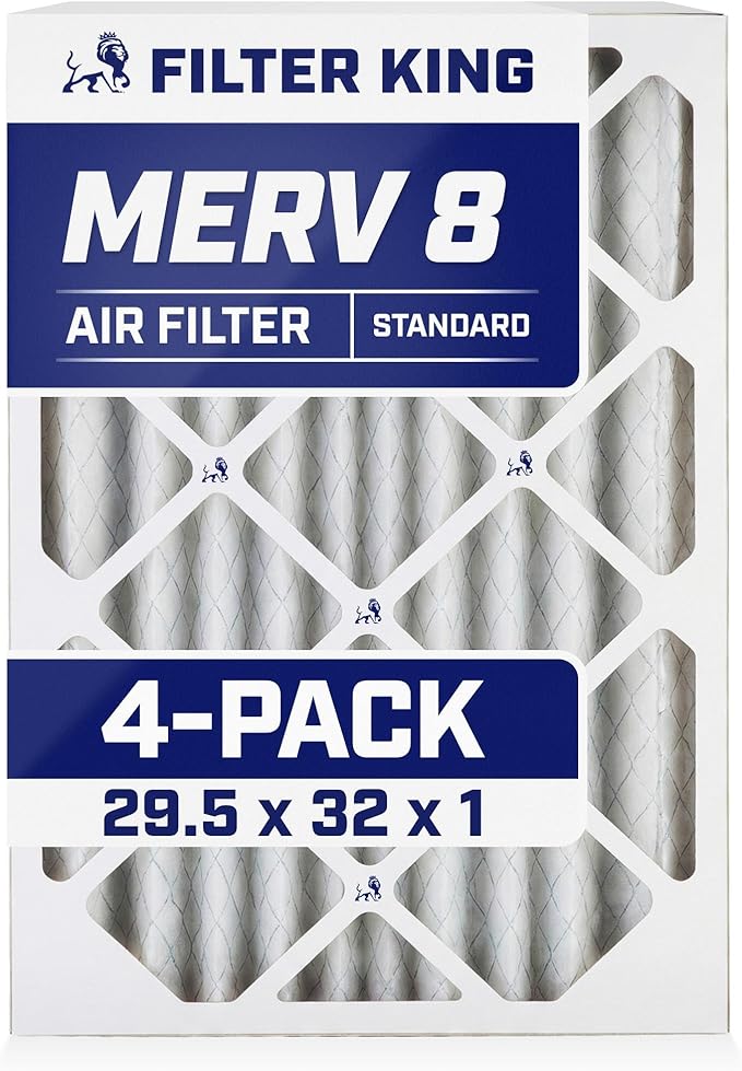 Filter King 29.5x32x1 Air Filter | 4-PACK | MERV 8 HVAC Pleated A/C Furnace