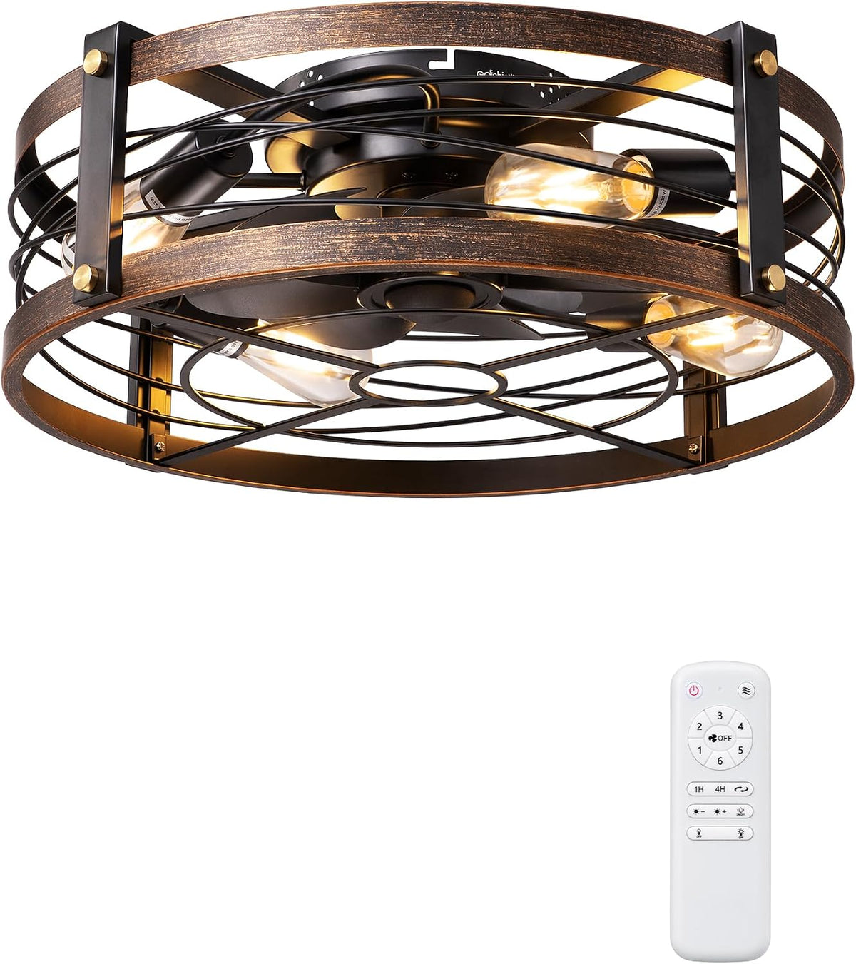 EDISHINE 21" Pre-Assembled Ceiling Fans with Lights Flush Moun,Low Profile