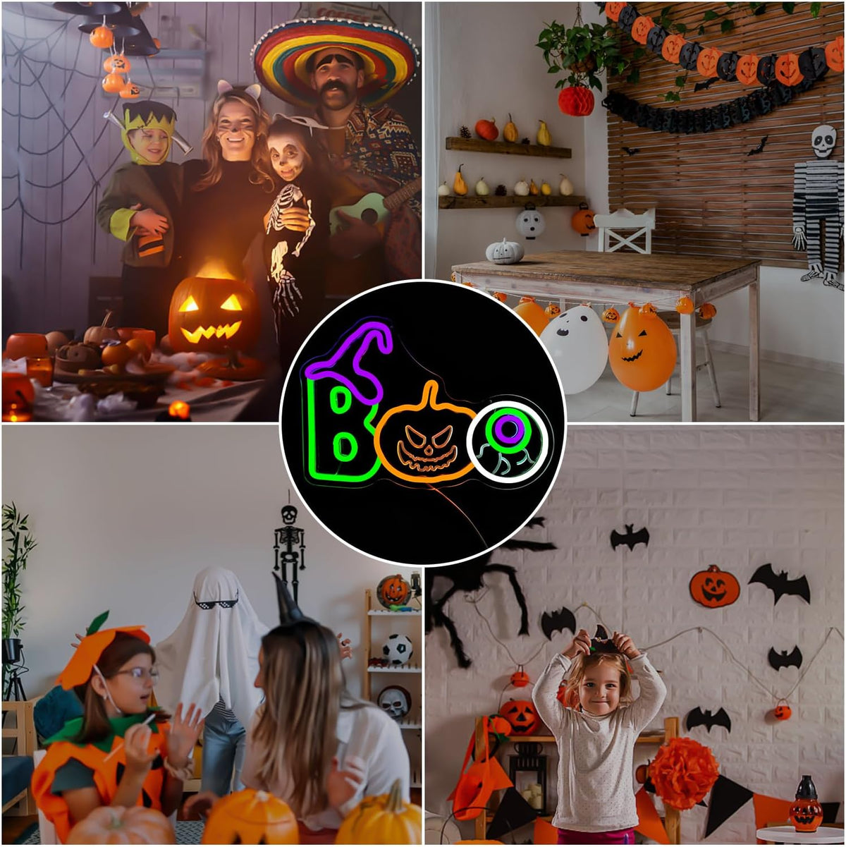 Halloween Neon Sign Boo Lights for Wall Pumpkin LED Signs for Bedroom Window ...