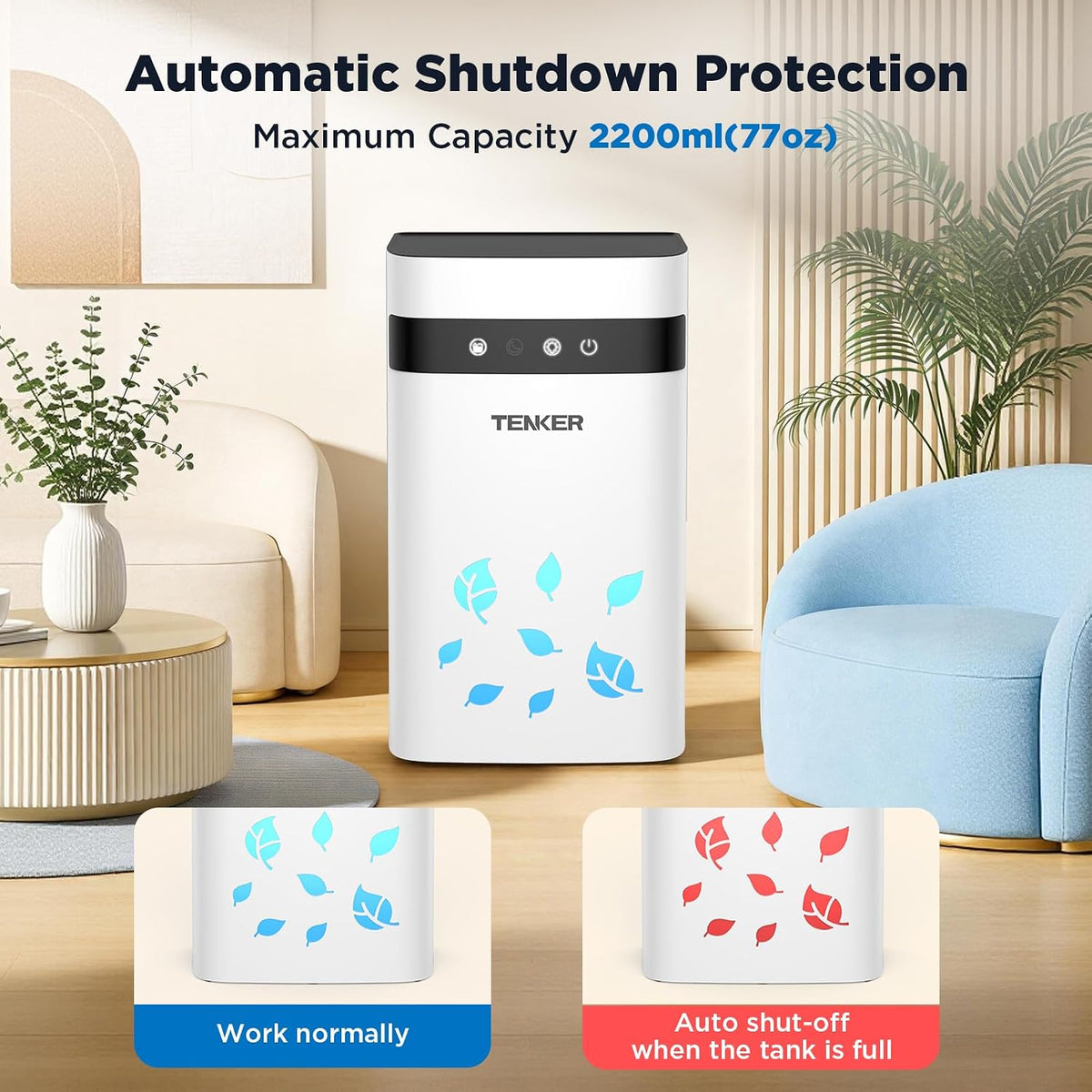 Dehumidifier for Home, 77oz Water Tank (1000 sq.ft) Dehumidifiers, Quiet Dehu...
